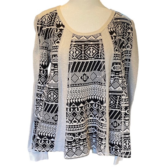 Lilka by Anthropologie Boho Geometric Swing Sweater Top - Picture 2 of 10